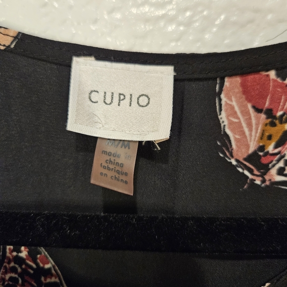 Cupio Butterfly Flutter Ruffle Peplum Top Black and Pinks Size Medium - Picture 3 of 5